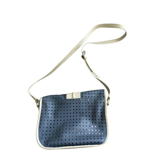 TOUS Blue White Perforated Leather Crossbody Bag w/ Dustbag - Picture 4 of 15